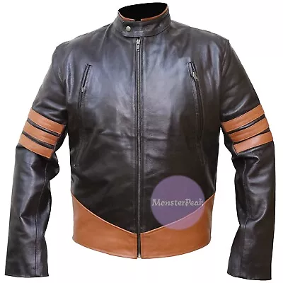 X-Men Wolverine XO Logans Brown Biker Leather Jacket  Motorcycle Jacket • $52.50