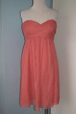 J Crew 8 100% Silk Chiffon Coral Strapless Cocktail Dress NEW $250 Taryn Twist  • $39.99