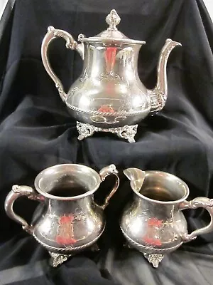 Antique Pairpoint Mfg. Quadruple Plate Tea Set #355 Teapot Sugar And Creamer  • $125