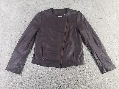 Vince Women's Jacket Size L Black Cherry Lamb Leather Full Zip Lined NWOT • $319.20