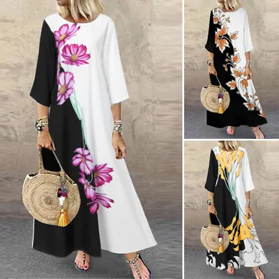 $26.64 • Buy ZANZEA Womens Short Sleeve Summer Bohemian Loose Waist Cocktail Long Maxi Dress