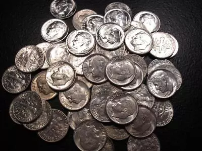 (50) 1946-1963 Roosevelt Dime Roll 90% Silver AU BU Uncirculated US Coin Lot • $135
