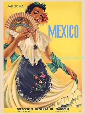 Wall Decor Mexico Jarocha Senorita Vintage Mexican Trave 14X20 Inch Paper Poster • $17.85
