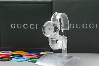 Vintage [Exc] Gucci Change Bezel 11/12.2L 12 Colors Silver Women's Watch Qz T-51 • $399