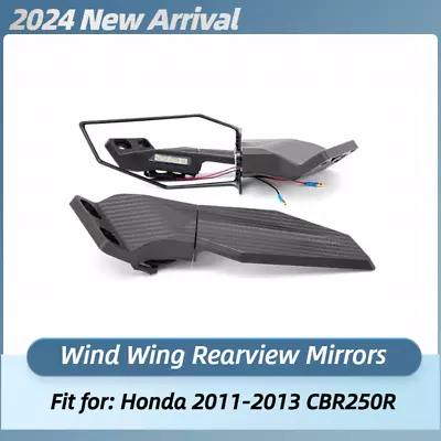 Rearview Wind Wing Mirrors W/ LED Turn Signals Light For Honda 2011-2013 CBR250R • $45.50