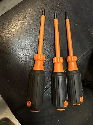 Klein Tools 3 Pc Set / Lot Insulated Screwdrivers Phillips Square Flat/Slotted • $15