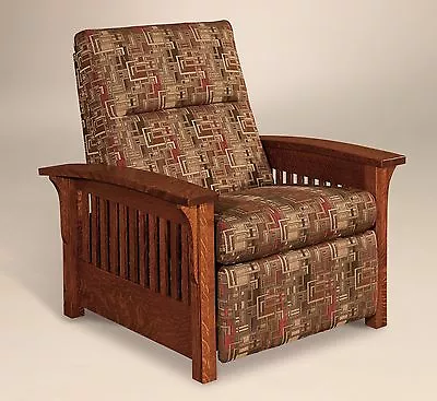 Amish Mission Arts And Crafts Recliner Chair Wall Hugger Slat Solid Wood • $1999