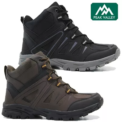 Mens Hiking Walking Boots Ankle Wide Fit Winter Trail Trekking Trainers Size New • £19.95