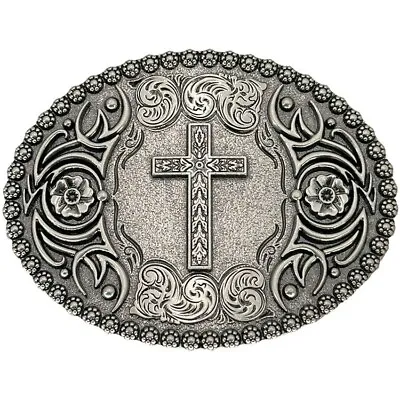 Praying Cross Western Belt Buckle  Antique Silver Finish Metal • $9.91