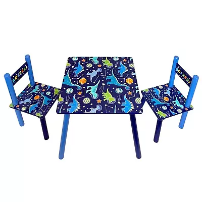 NEW Children Kids Top Wooden Dinosaur Table And 2 Chairs Set Activity Furniture • £51.99