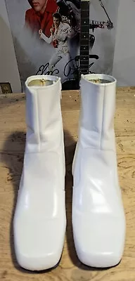  Men's White Elvis Tribute Boots In Mint Like New Condition  • $109.74