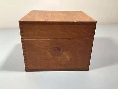 Vintage Weis Recipe Box Monroe MI Solid Oak Hinged Finger Joint Ca 40's Original • $45