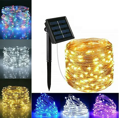 10M-30M LED Solar Fairy Lights String Waterproof Copper Wire Outdoor Garden UK • £12.95