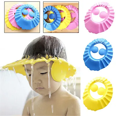 Baby Kids Child Shower Cap For Hair Wash Bath Soft Waterproof Protect Shield Hat • £4.99