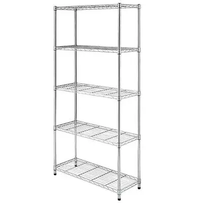 Chrome/Black 5-Shelf Steel Wire Tier Layer Shelving 72x36x14  Storage Rack • $59.98