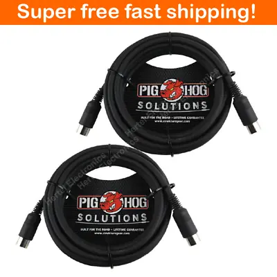 2 Pack PIG HOG SOLUTIONS PMID15 - 15FT MIDI CABLE Black Instrument Interface NEW • $22.30