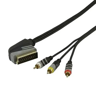Pro 10m Scart To RCA Triple 3 X Phono Cable Composite Audio Video Lead GOLD • £8.92
