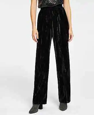 Leyden Womens Velvet Wide-Leg Pants Black Size Large • $27.99