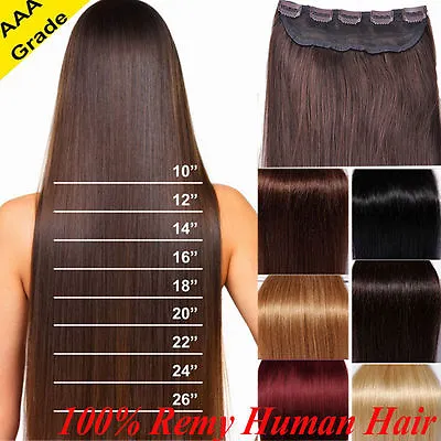 $81.63 • Buy One Piece 100% Real Clip In Remy Human Hair Extensions Full Head Highlight US