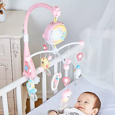 Nursery Baby Musical Bed Bell Kid Crib Mobile Cot Music Box Rattle Toy Light • $29.48