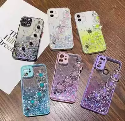 Glitter Shockproof Case For IPhone 13 12 Pro 11 Pro Max 14 8 7+ With Wrist Strap • £4.99