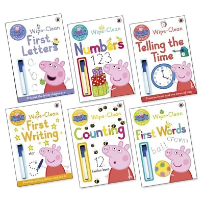 £14.99 • Buy Peppa Pig Home Learning Wipe Clean Book Set Collection (6 Books) RRP £23.94