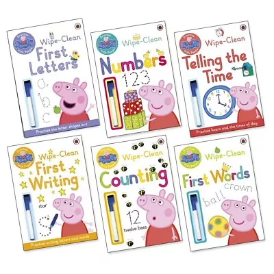 Peppa Pig Home Learning Wipe Clean Book Set Collection (6 Books) RRP £23.94 • £14.99