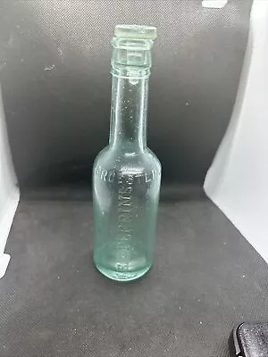 Antique Lea Perrins Worcestershire Glass Bottle W/ Stopper Aqua Color Approx 7  • $15