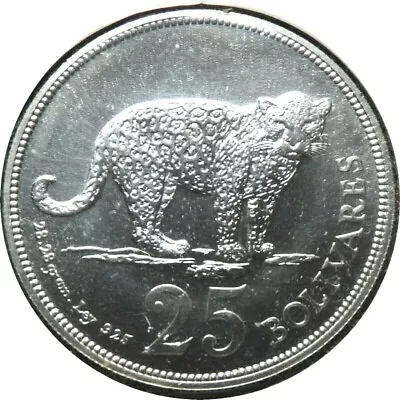 Elf Venezuela 25 Bolivares 1975 Jaguar Silver   • $45