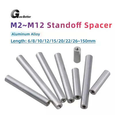 M2-M10 Aluminum Alloy Thread Sleeve Rod Bar Stud Round Connector Tube Long Nuts • £3.70