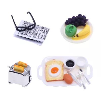 1Set 1:12 Miniature Dollhouse Bread Machine Breakfast Egg Fruit Tray Suit Model • $17.30