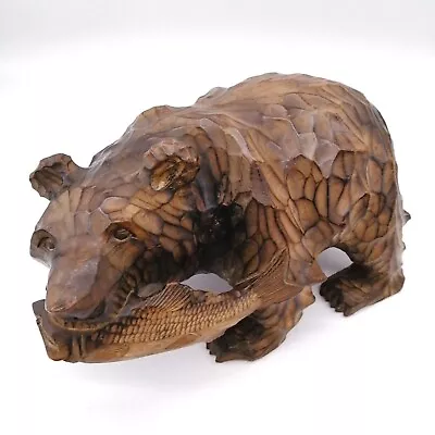 £58.02 • Buy Japanese Jumbo Wooden Bear Vintage AINU Salmon Hand Carved Interior OTA389