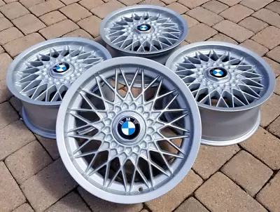 BMW E28 M5 Style 5 Factory Euroweave BBS RZ 16x7.5 Restored Wheels Rim +OEM Caps • $2495