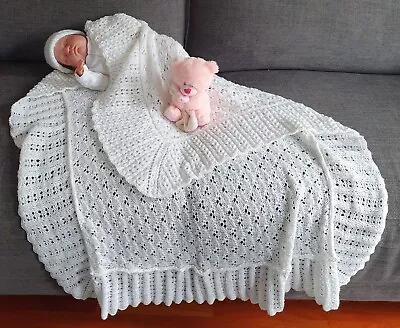 ***Hand Knitted Baby Shawl Blanket*** • £14.99