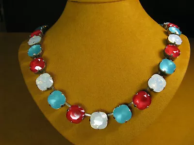 MARIANA JEWELRY NECKLACE SWAROVSKI CRYSTALS BEADS BLUE RED WHITE Patriotic Color • $340