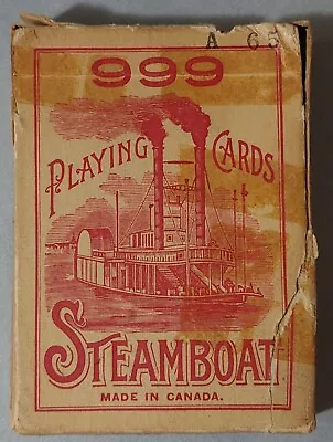 Vintage Steamboat Red Back Playing Cards Canada 1947 Tax Stamp Complete 1 Joker • $10
