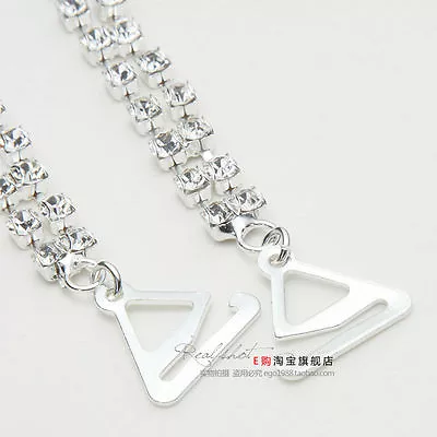 £5.49 • Buy Adjustable 2pcs Double Rows Crystal Diamante Rhinestone Bra Shoulder Straps Belt