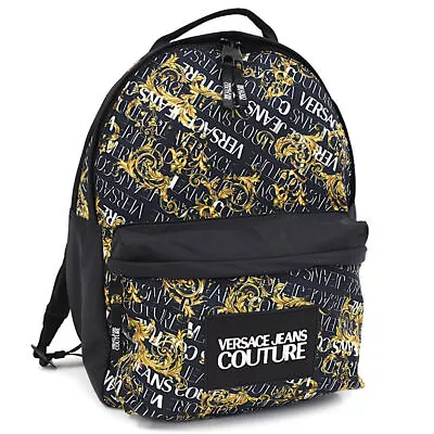 Auth VERSACE JEANS COUTURE NYLON BACKPACK WITH LOGO PRINT S4f2 R01T • $518.28