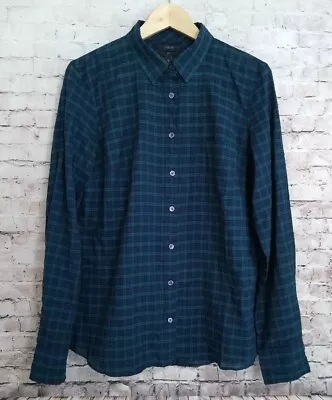 J Crew Boy Shirt L/S Button Up Blue/Green Plaid Size 10 • $16