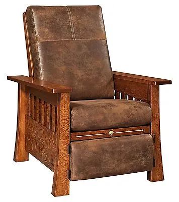 Amish Mission Arts & Crafts Mesa Recliner Accent Chair Solid Wood Upholstery • $3199