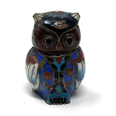 Vintage Brass Cloisonne Owl Figurine • $16.74