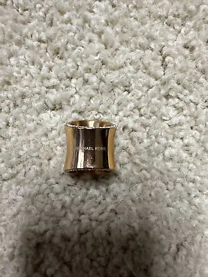 Michael Kors High-shine Gold-tone Wide Band Wave Band Ring Faux Stones Sz 7 • $35