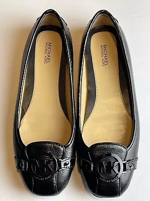 Women Michael Kors Fulton Moc Leather Flat Shoes Black Size 8M • $50