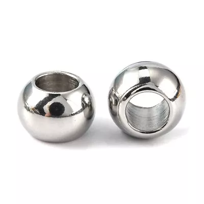 20 Pcs 201 Stainless Steel Silver Ball Spacer Beads - 8mm X 6mm – Hole: 4.5mm • $4.90