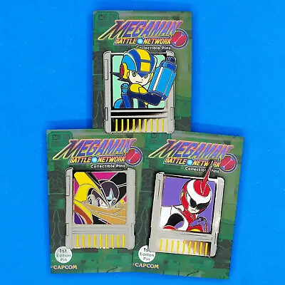 Mega Man Battle Network Mega Man Proto Man Bass Navi Chip Enamel Pin Figure Set • $39.99