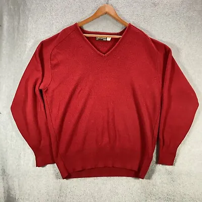 Vintage Sears Sweater Mens 2XL Tall Maroon SportsWear Orlon Acrylic V-Neck USA * • $9.99