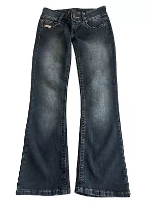 BUBBLEGUM USA Flare Faded Dark Wash Bootcut Denim Jeans Juniors 7/8 Short 32x29 • $19