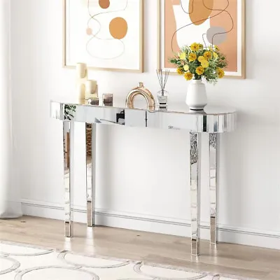 Modern Glass Console Table Venetian Mirrored Furniture French Silver Hallway • £199.94