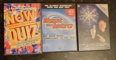 3 X Quiz Game/entertainment Dvds Now Quiz/millionaire & Beat The Intro • £3.50