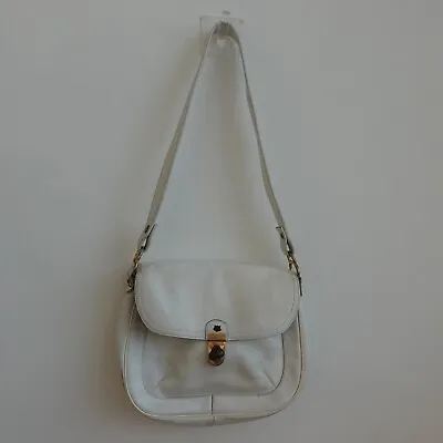 Vintage Bag Womens Leather Crossbody Shoulder Sling Purse White John Romain • $42.88